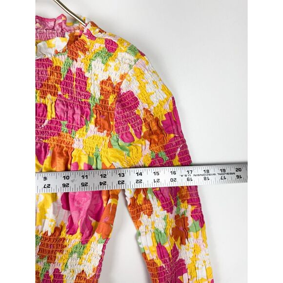 SABO Sz Small Mica Shirred Women Top Floral Australia Multicolor Cotton - Picture 5 of 8